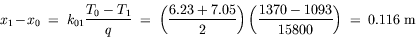 x_1 - x_0 = 0.116 m