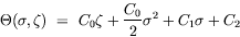 equation : Theta(sigma, zeta) = C_0 zeta + C_0/2 sigma^2 + C_1 sigma + C_2