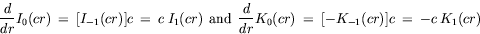 equation : derivatives of Bessel functions