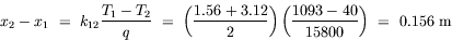 equation : x_2 - x_1 = 0.156 m